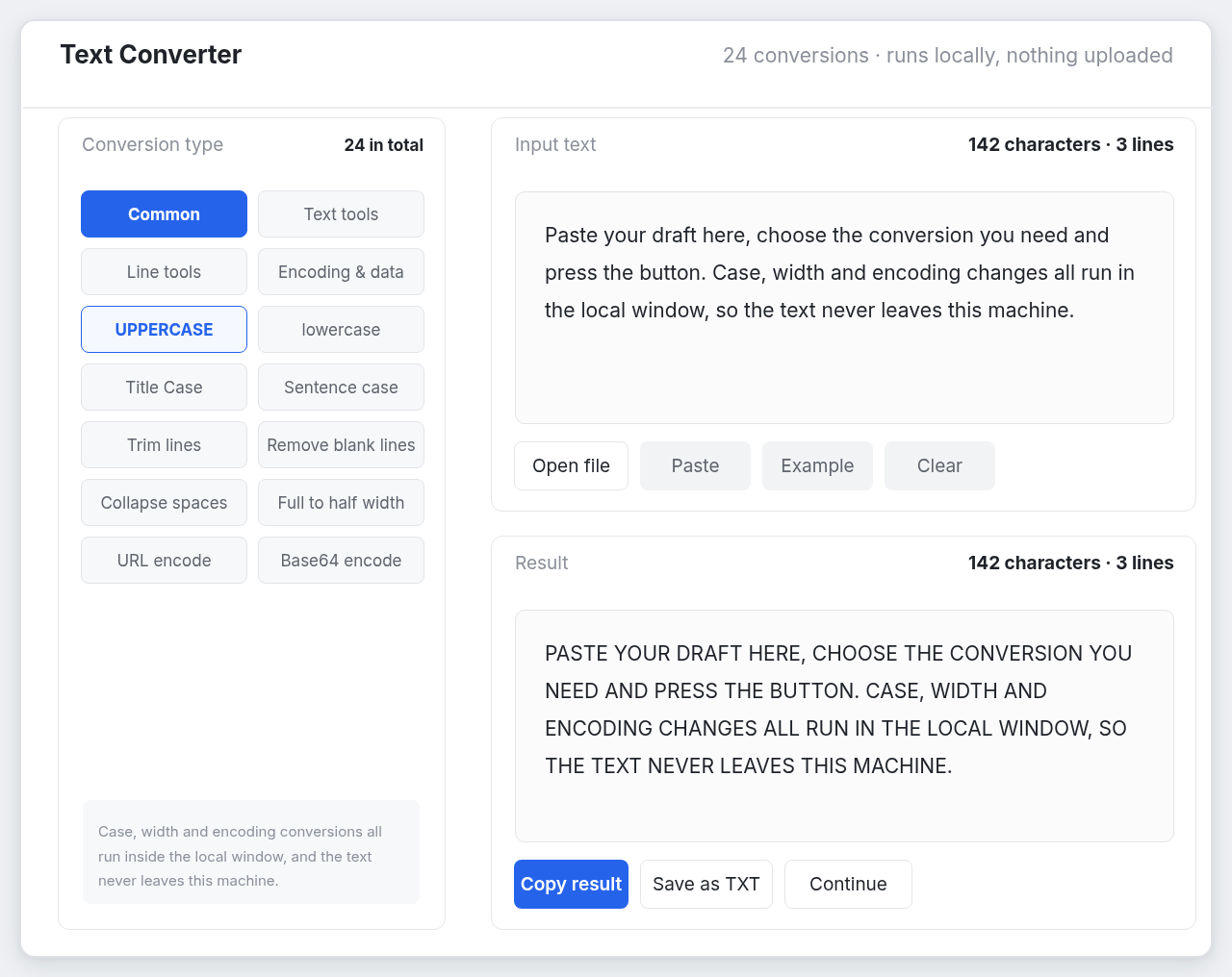 Text Converter desktop app on Windows